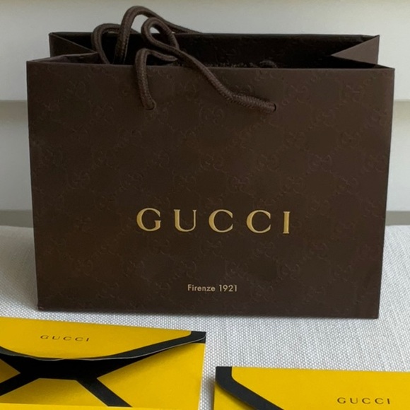 Gucci  LOGO brown small gift bag and Yellow and Black Envelope Set - Picture 2 of 13